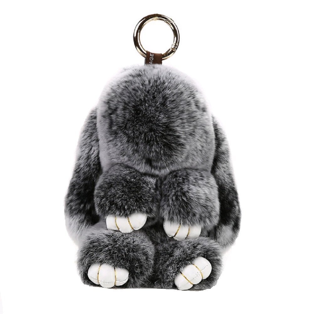 2951 Bunny Keychain Soft Cute Rex Rabbit Fur Keychain Car Handbag Keyring